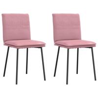 Eetkamerstoelen 2 st fluweel roze - thumbnail