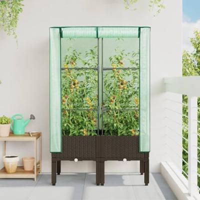 VidaXL Plantenbak verhoogd met kashoes 80x40x140 cm rattanlook VidaXL Plantenbak verhoogd met kashoes 80x40x140 cm rattanlook