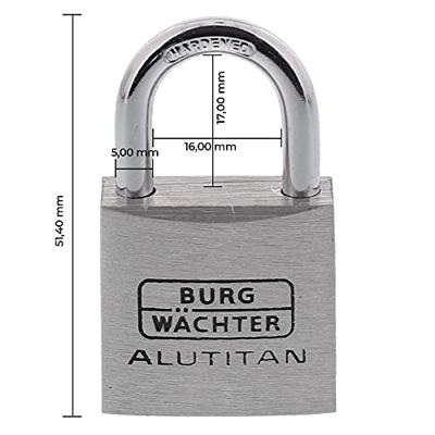 Burg Wächter 36151 Hangslot 30.00 mm Gelijksluitend Aluminium Sleutelslot
