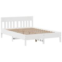 Bedframe zonder matras massief grenenhout wit 160x200 cm - thumbnail