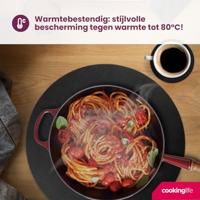 Cookinglife 6 Placemats + 6 Onderzetters - Rond - Vegan leer - Zwart - thumbnail