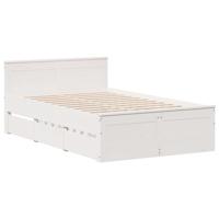 Bedframe zonder matras met hoofdbord grenenhout wit 135x190 cm - thumbnail