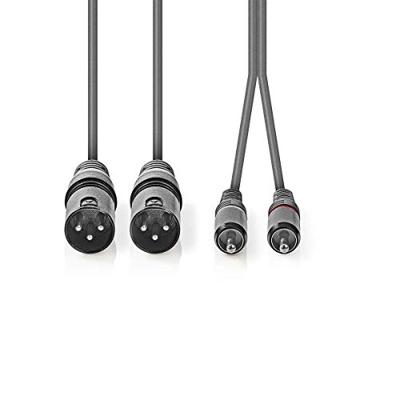 Nedis Gebalanceerde Audiokabel | 2x XLR 3-Pins Male naar 2x RCA Male | 3 m | 1 stuks - COTH15210GY30 COTH15210GY30 Nedis Gebalanceerde Audiokabel | 2x XLR 3-Pins Male naar 2x RCA Male | 3 m | 1 stuks - COTH15210GY30 COTH15210GY30