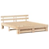 Bedframe met hoofdeinde Bruin 200 x 200 cm Massief grenenhout - thumbnail