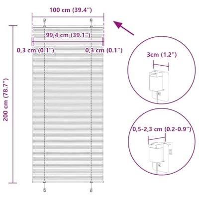 Pliss rolgordijn 100x200 cm stofbreedte 99,4cm polyester zwart