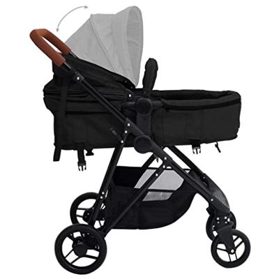 VidaXL Kinderwagen 3-in-1 staal antracietkleurig en zwart - thumbnail
