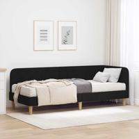 Hoekbedframe met matras met hoofdeinde Zwart 80 x 200 cm Stof - thumbnail