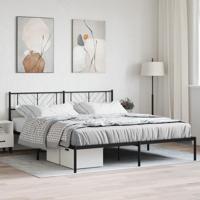 Bedframe met hoofdbord metaal zwart 193x203 cm - thumbnail