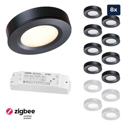 Set LED-opbouwspot Zigbee Adria zwart 3W dimbaar