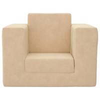 Kinderslaapbank zacht pluche crmekleurig - thumbnail