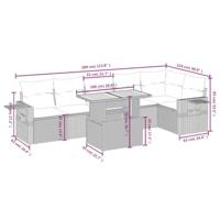 7-delige Loungeset met kussens poly rattan grijs - thumbnail