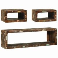 Tv-meubelset met plank 3 pcs Multikleur Massief gerecycled hout - thumbnail