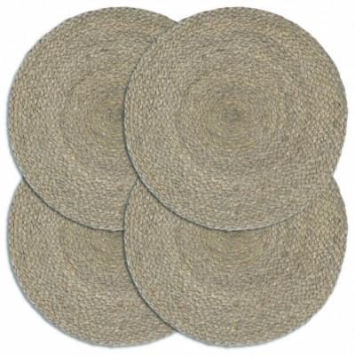 Placemats 4 st rond 38 cm jute effen grijs Placemats 4 st rond 38 cm jute effen grijs