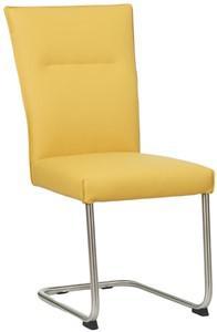 Gele leren industriële eetkamerstoel Retro - poot rond rvs - Toledo Leer Giallo (geel leer)