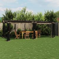 Prieel met zijwanden van gaas 6x3 m staal taupe - thumbnail