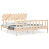 Bedframe met hoofdbord massief hout - thumbnail