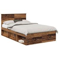 Bedframe met hoofdeinde Oudhout 135 x 190 cm Bewerkt hout - thumbnail