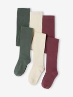 Set van 3 Oeko-Tex®-meisjesleggings ecru - thumbnail