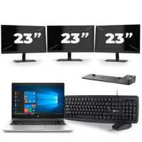 HP EliteBook 745 G6 - AMD Ryzen 3 3300U - 14 inch - 16GB RAM - 256GB SSD - Windows 11 Home + 3x 23 inch Monitor - thumbnail