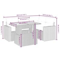 5-delige Loungeset met kussens poly rattan zwart - thumbnail