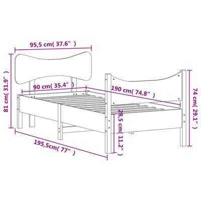 Bedframe zonder matras massief grenenhout wasbruin 90x190 cm Bedframe zonder matras massief grenenhout wasbruin 90x190 cm