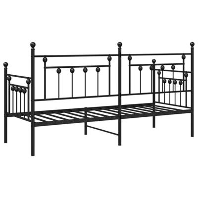 Bedframe voor een daybed met hoofdeinde Zwart 80 x 200 cm Staal
