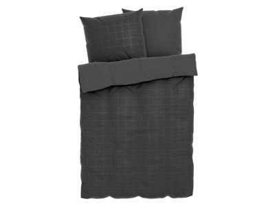 LIVARNO home Satijnen dekbedovertrek 200 x 200 cm (Antraciet/geruit)