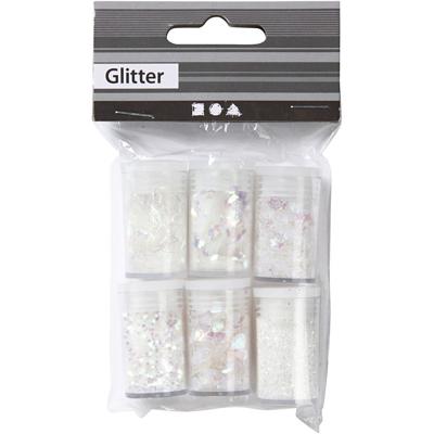 Creotime metallic glitter wit 6 x 5 gram