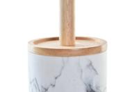 Toiletborstel DKD Home Decor Wit Natuurlijk Metaal Hars Natuurlijk rubber Marmer Scandi 30 x 40 cm 10,3 x 10,3 x 38 cm - thumbnail