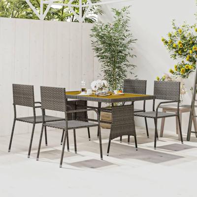5-delige Tuinset poly rattan grijs