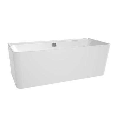 Villeroy & Boch Collaro half vrijstaand half vrijstaand bad - 180x80cm - rechthoek overloop chroom Acryl Glans Wit uba180cor9cs00vd01