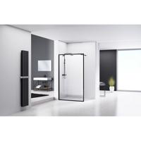 Van Rijn Products ST04 Vaste wand - 88x200cm - helder glas - dikte 8mm - incl. stabilisatiestang - zwart ST0490KP - thumbnail