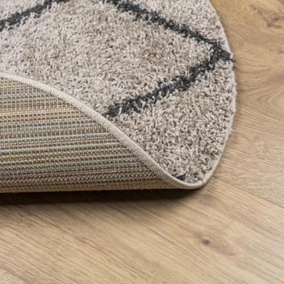 VidaXL Vloerkleed pamplona shaggy hoogpolig ø 80 cm beige antraciet - thumbnail