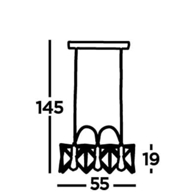 Searchlight Eetkamer hanglampAnthea 3-lichts zwart met roodkoper - 8413-3BK