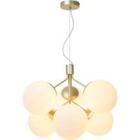Hanglamp glazen bollen Kroonluchter goud Nordlux &apos;Ivona&apos; E27 opaal glas 62 cm - thumbnail