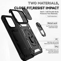 Lunso - Armor backcover hoes met ringhouder - iPhone 14 Pro Max - Zwart - thumbnail