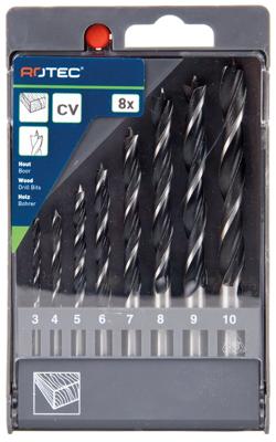 Rotec 8 dlg. Machinale houtborenset 3,0-10,0 mm - 9001051 - 900.1051