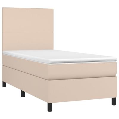 Boxspring met matras kunstleer cappuccinokleurig 120x190 cm - thumbnail