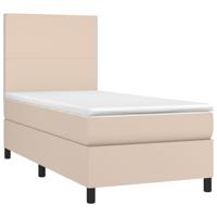 Boxspring met matras kunstleer cappuccinokleurig 90x200 cm - thumbnail
