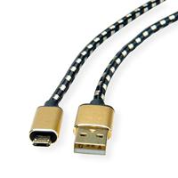 ROLINE GOLD USB 2.0 Kabel, USB A Male - Micro USB B Male, 0,8 m - thumbnail