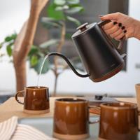 Waterkoker met zwanenhals - LIVOO - DOD206 - 1360 W - 1 L - 360° draaibare voet - Zwart/Bruin - thumbnail