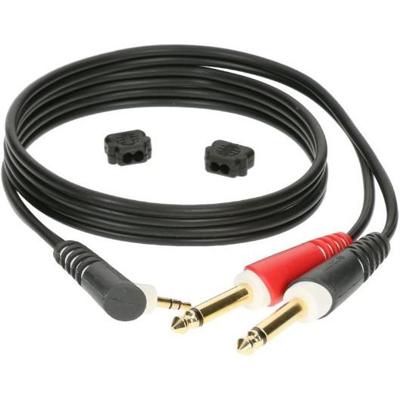 Klotz AY5A0300 Y-kabel 3.5mm 3p haaks - 2x 6.35mm 2p recht 3m