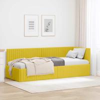 Hoekbedframe met hoofdeinde Geel 80 x 200 cm Fluweel - thumbnail