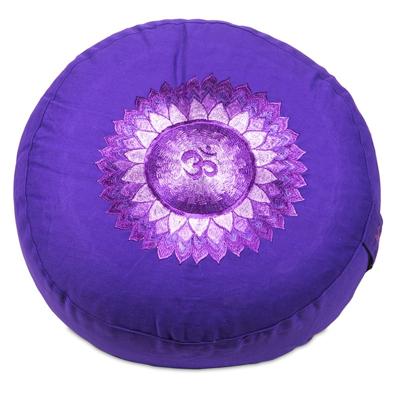 Yogi & Yogini Meditatiekussen Katoen Rond Paars - 7e Chakra Sahasrara - 33 x 15 cm