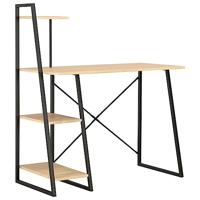Bureau met schappen 102x50x117 cm zwart en eikenkleurig - thumbnail