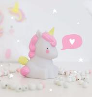 A Little Lovely Company nachtlamp Eenhoorn meisjes 12,5 cm PVC geel/roze - thumbnail