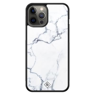 iPhone 12 Pro Max glazen hardcase - Marmer grijs