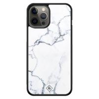 iPhone 12 Pro Max glazen hardcase - Marmer grijs - thumbnail