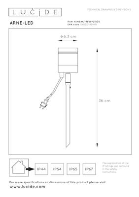 Lucide ARNE-LED - Tuinspot - Ø 6,3 cm - LED - GU10 - 1x5W 2700K - IP44 - Zwart