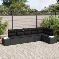 Tuinbankenset met opslag 6 pcs Zwart poly rattan - thumbnail